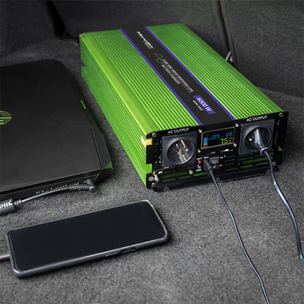 Qoltec Monolith puhas siinus inverter, UPS 12V 230V 3000/6000W - Image 5